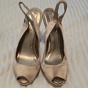 Elegant Beige Peep-Toe Slingback Heels